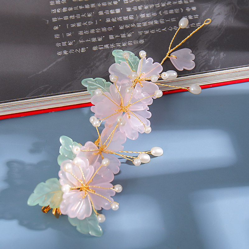 配饰捷克琉璃花朵宋制森系发夹