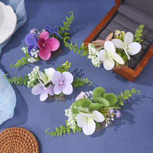 傣族花朵发梳国风簪花头饰民族写真旅拍花仙子发饰古风仿真花发钗