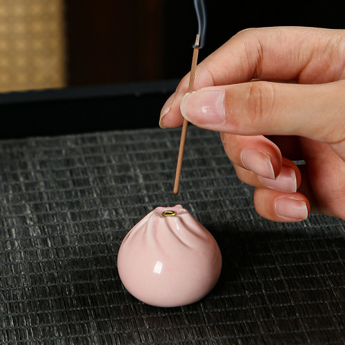 小笼包蒸蒸日上陶瓷线香炉