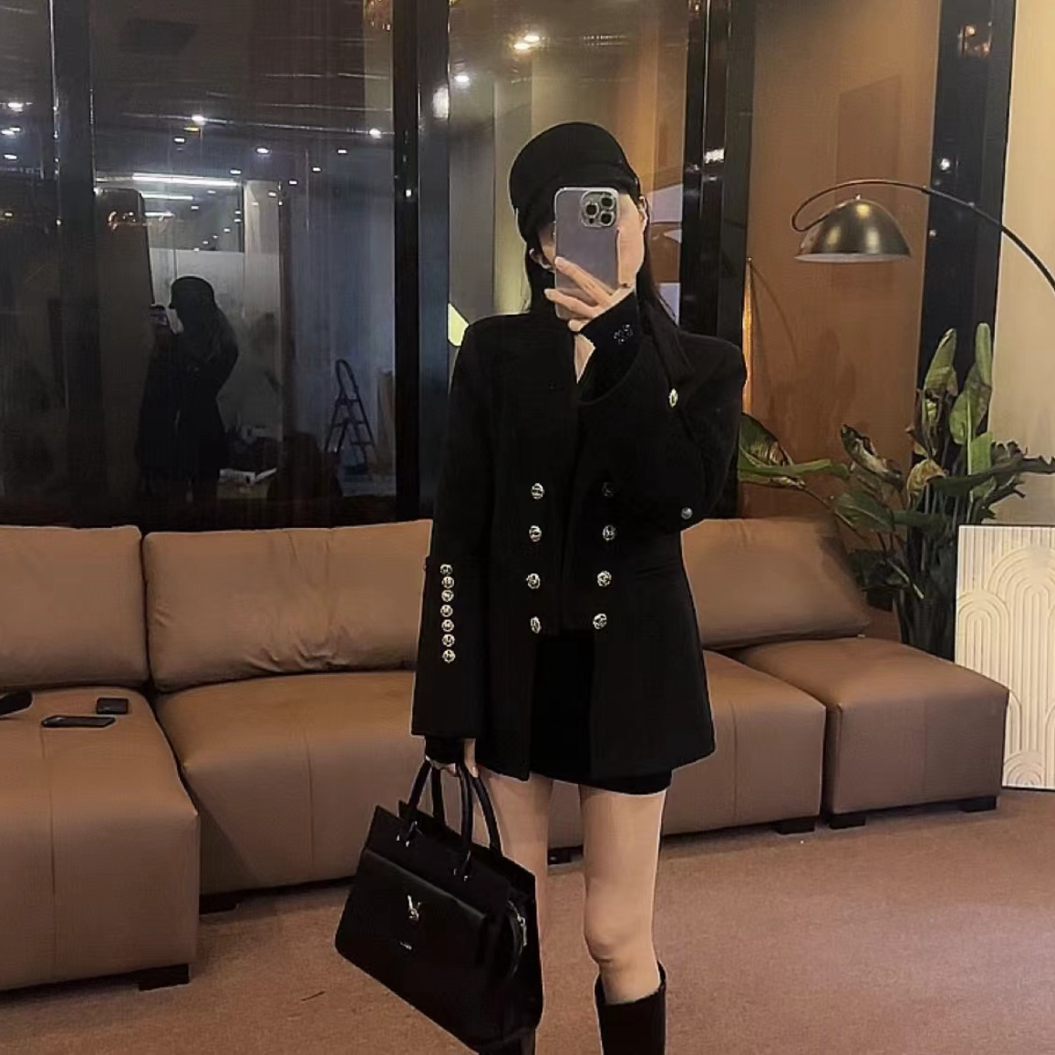 OS&oneshow小香风秋冬气质名媛重工钉扣袖口可拆卸富家千金外套