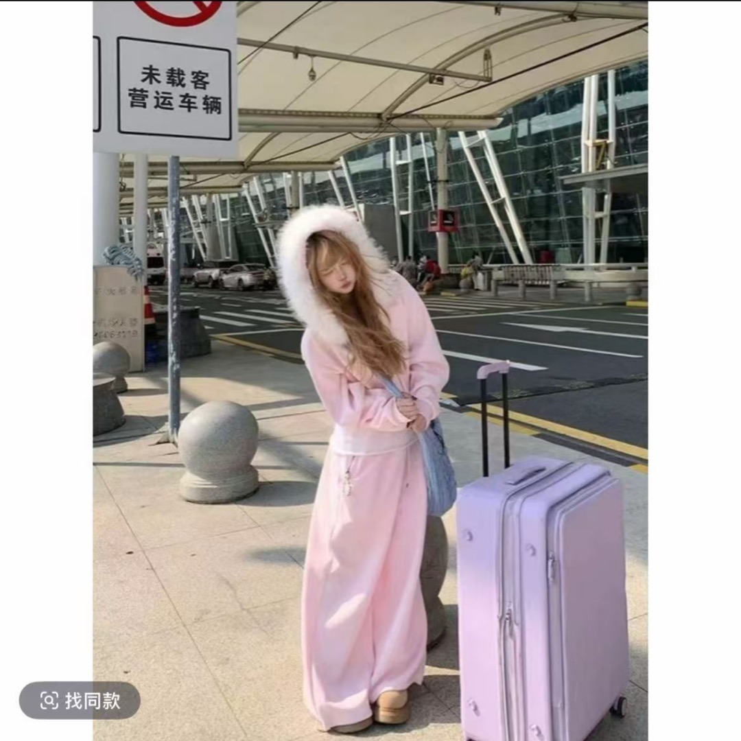 2025秋冬新款韩版时尚百搭休闲宽松显瘦连帽卫衣+休闲裤套装女