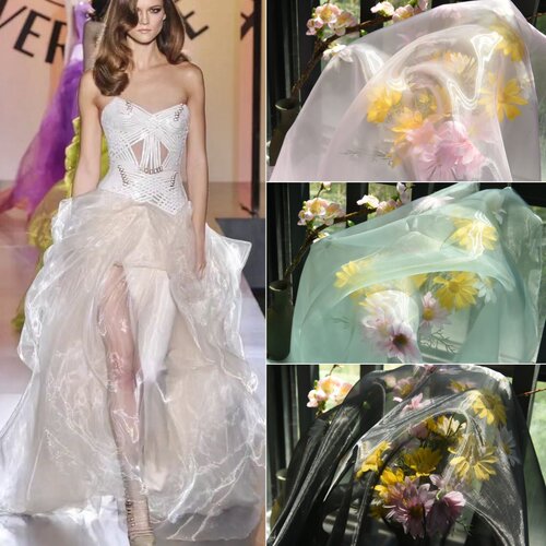 婚礼布置液态水光欧根纱服装面料