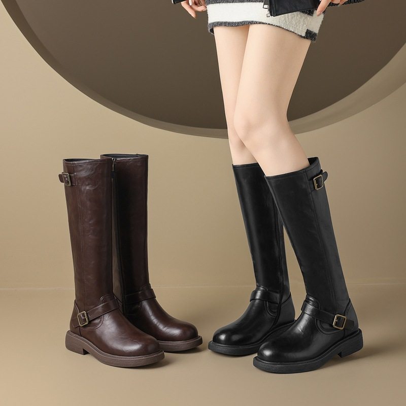 ZHR则则厚底长筒靴2025秋冬新款加绒保暖骑士靴时尚百搭瘦瘦靴女,女鞋,骑士靴,淘宝优惠券,粉丝福利购,淘宝优惠卷