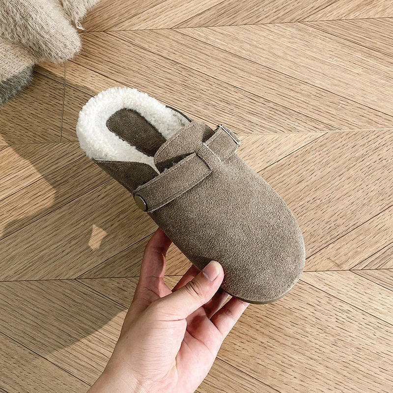 真皮包头半拖勃肯鞋女外穿2026款丑萌加绒棉拖鞋大码41—43,女鞋,勃肯鞋/软木鞋,淘宝优惠券,粉丝福利购,淘宝优惠卷