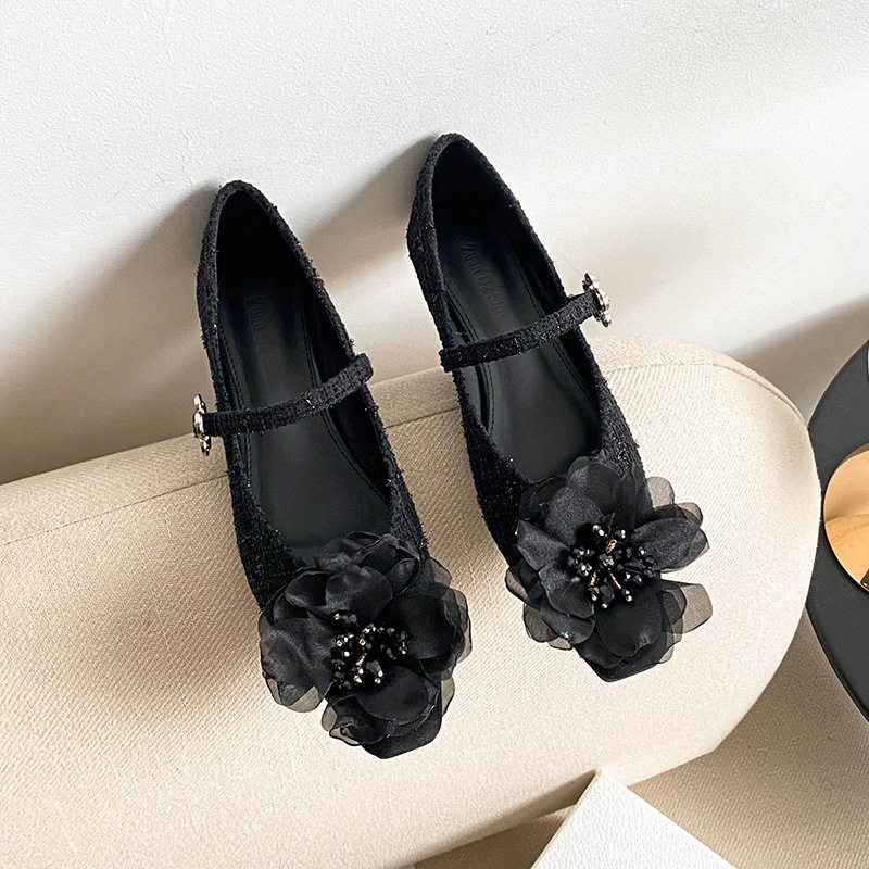 玛丽珍水钻方头2026款韩版瓢鞋百搭平底单鞋奶奶鞋大码女鞋41—43,女鞋,玛丽珍鞋,淘宝优惠券,粉丝福利购,淘宝优惠卷