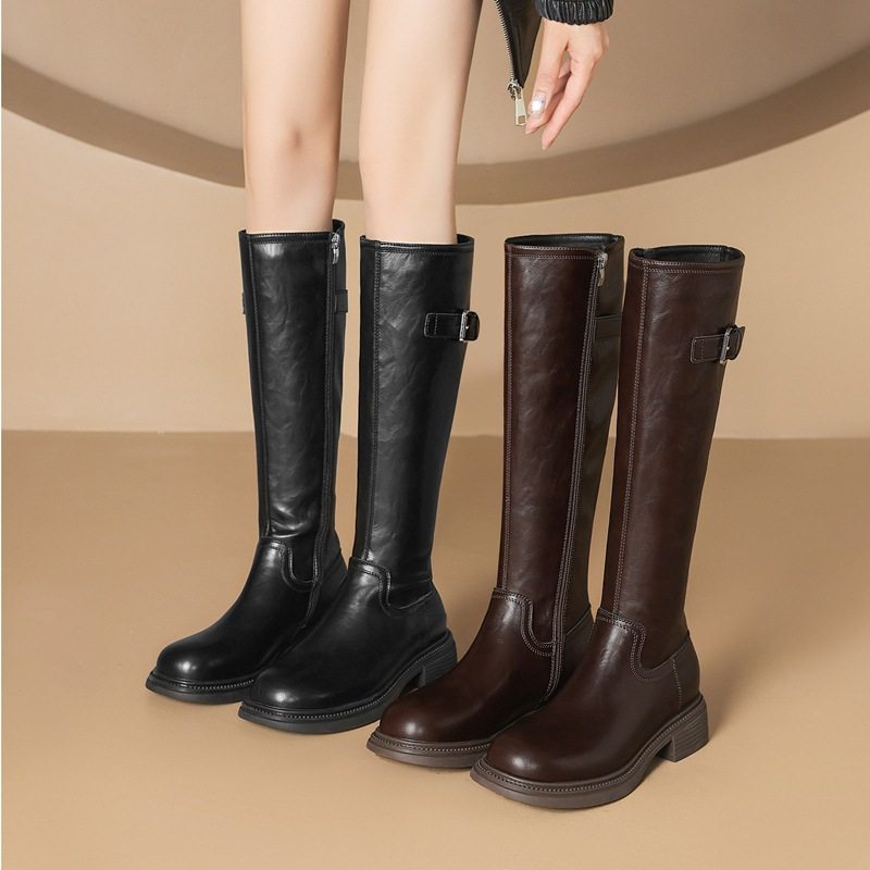 ZHR则则厚底扣带长筒靴2024新款英伦骑士靴时尚百搭显瘦长靴女靴,女鞋,骑士靴,淘宝优惠券,粉丝福利购,淘宝优惠卷