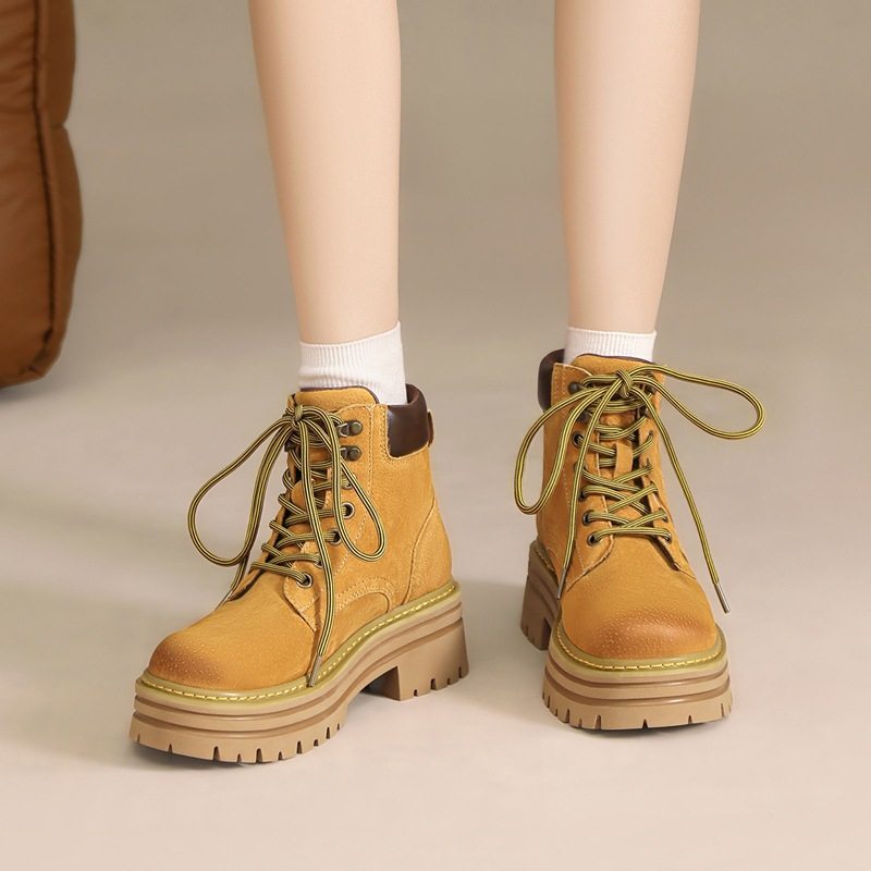 ZHR则则真皮厚底大黄马丁靴女2025秋季新款舒适户外徒步工装靴子,女鞋,马丁靴,淘宝优惠券,粉丝福利购,淘宝优惠卷