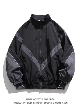 美式潮牌春秋撞色拼接立领拉链外套宽松休闲运动户外棒球服夹克潮