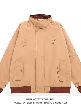 MEMZ日系复古刺绣设计工装百搭潮流宽松外套男女潮牌ins拼色夹克
