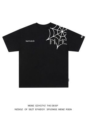 新款美式痞帅高街蜘蛛短袖insT恤男女夏季情侣国潮牌潮流半袖百搭