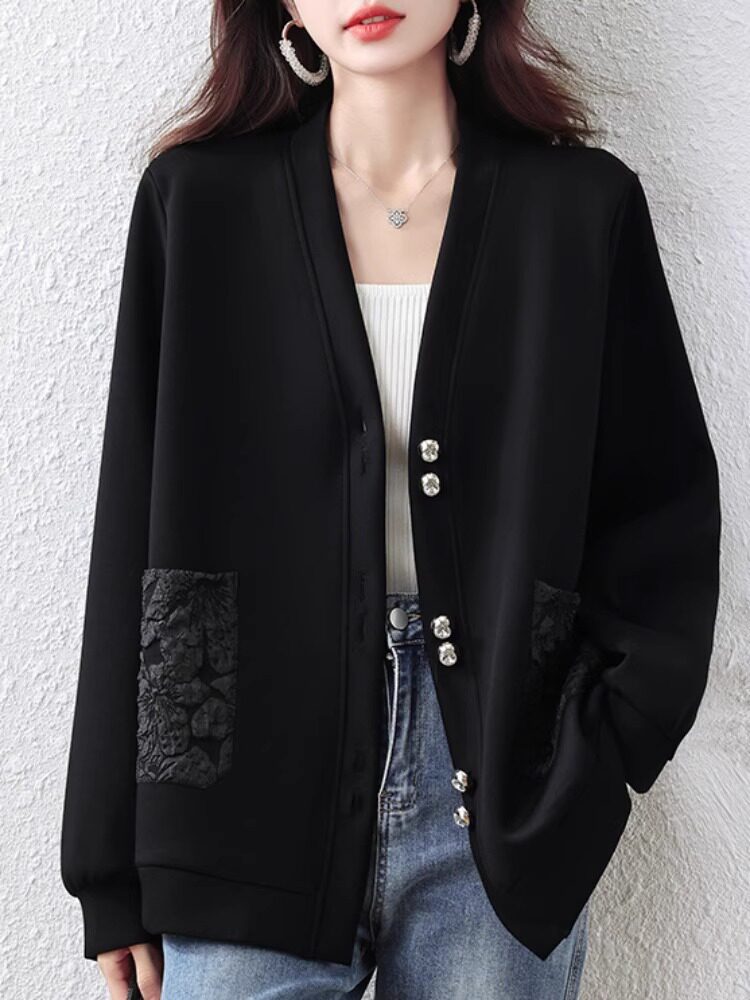 时尚长袖开衫卫衣女春秋装新款宽松大码显瘦休闲百搭女士夹克外套