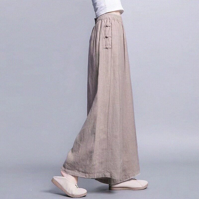 休闲阔腿裤女夏季新款宽松大码显瘦复古百搭拖地裤休闲女士裤裙薄