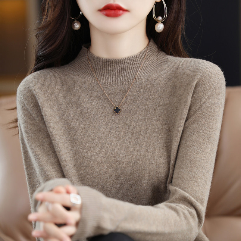 半高领针织打底衫女2026秋冬装新款宽松内搭洋气女士外穿毛衣上衣