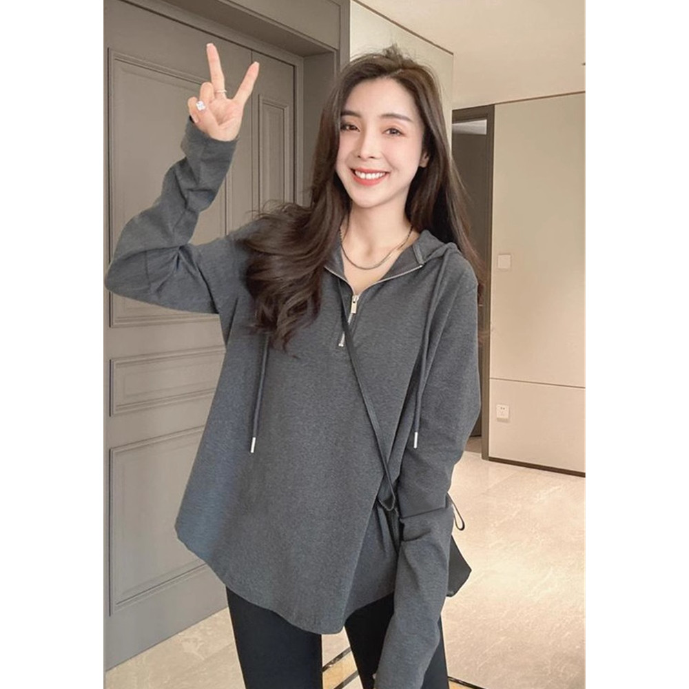 连帽长袖卫衣女春秋装新款时尚洋气减龄女士内搭外穿T恤帽衫上衣