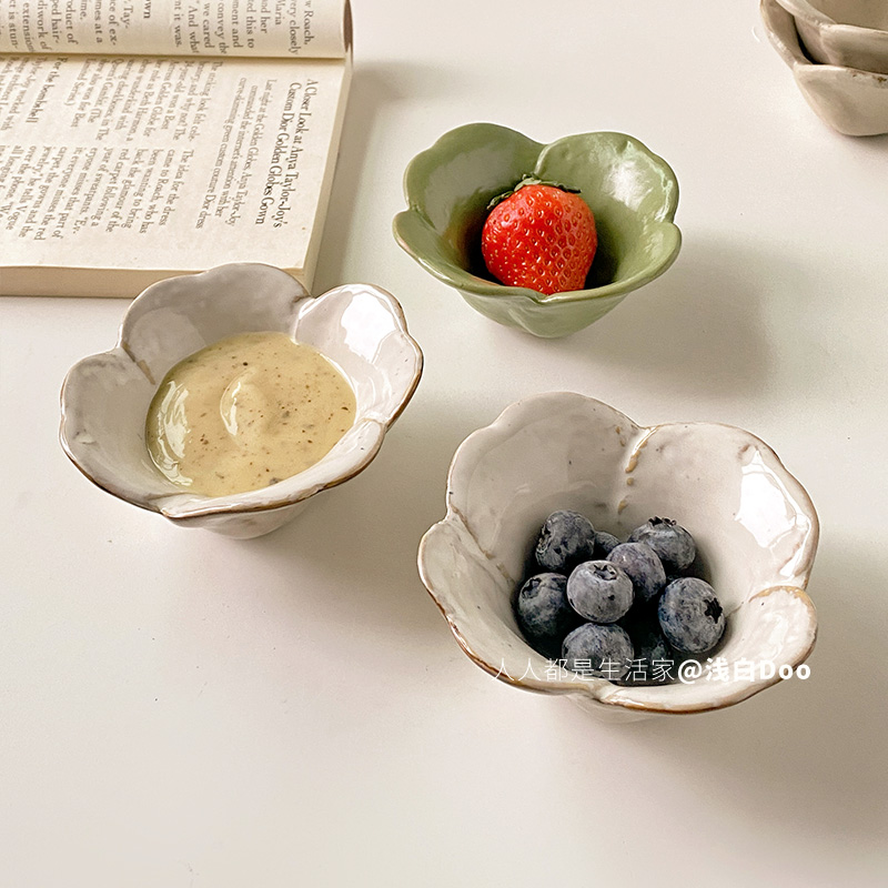 碟味碟小碗陶瓷碟花朵迷你蘸料碗