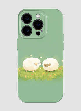 两只小羊Phone16苹果15promax原创14手机壳卡通13mini小众艺术12创意耐脏xr适用nova14华为小米15pro手机套