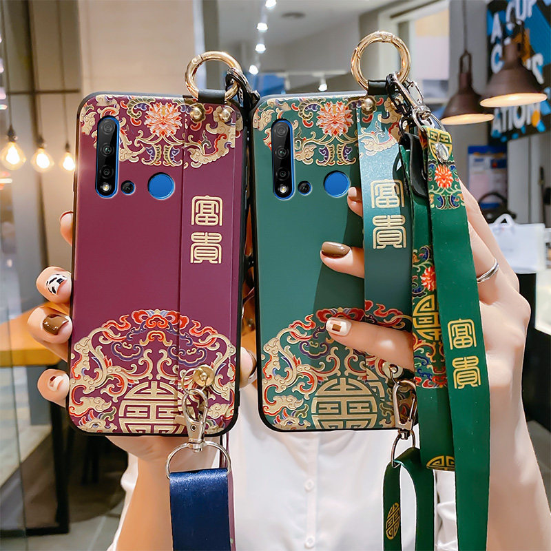 华为nova5i手机壳华为nove5ipro背带斜跨n0ve5l浮雕腕带华为novel5i女