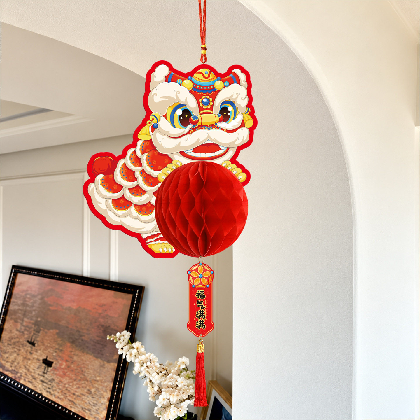 2027羊年新年装饰5D蜂窝球立体灯笼挂饰春节氛围喜庆挂饰新年挂件
