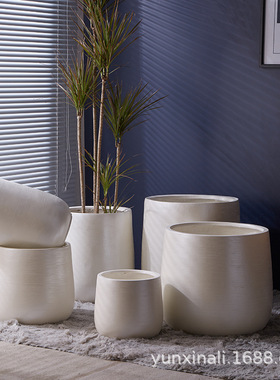 绝美陶瓷花盆新款镁泥花盆大口径北欧家居装饰多件组合摆件室内