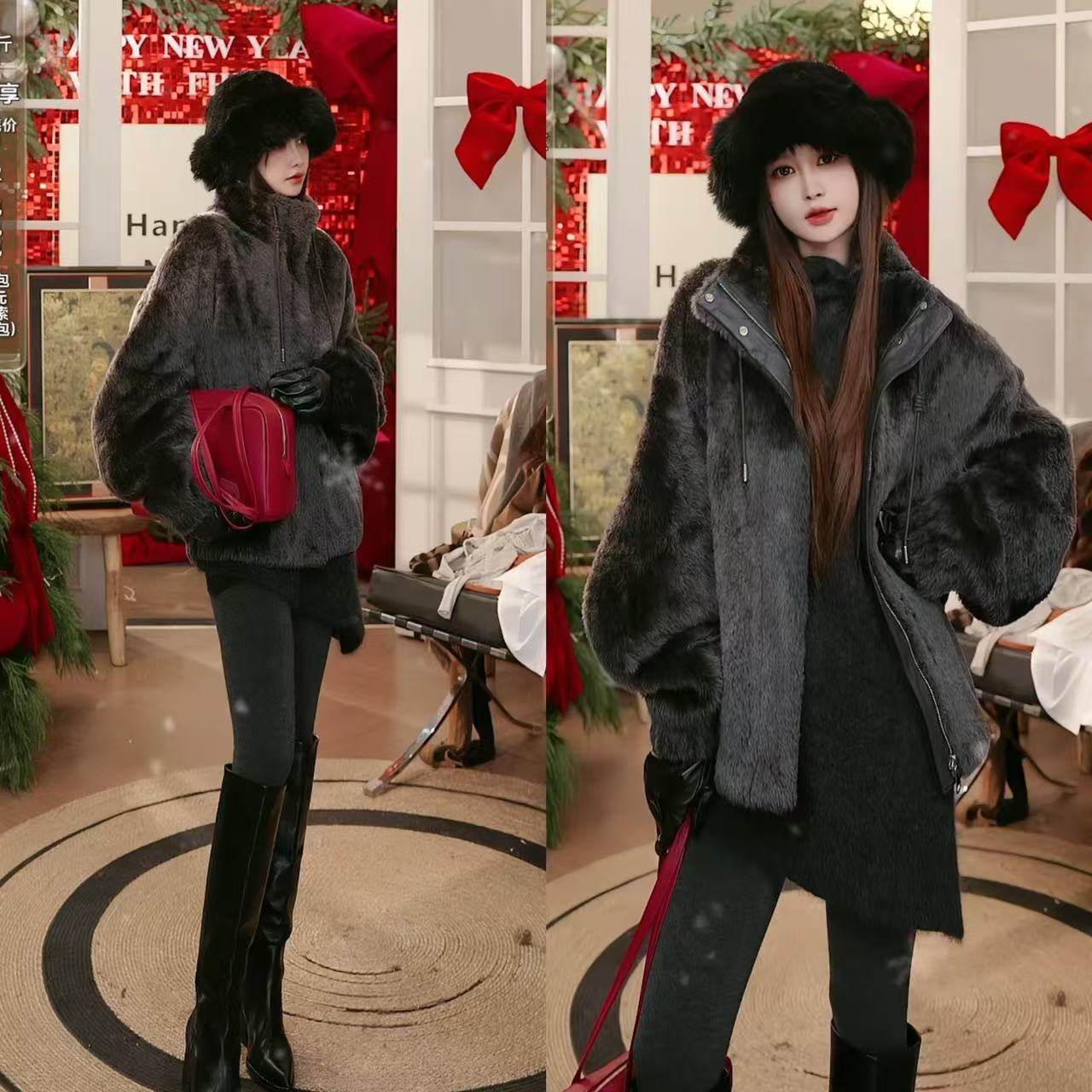 【粉红九周年专享】短款立领拉链款皮毛一体外套 52317,女装/女士精品,皮草,淘宝优惠券,粉丝福利购,淘宝优惠卷