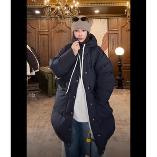 【辰大嗓严选】长款纽扣连帽款羽绒服 257768