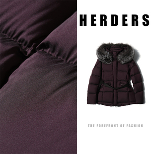 【辰大嗓严选】 中长款连帽毛领腰带鹅绒服 258973