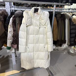 【辰大嗓严选】 长款连帽缎面女款羽绒服外套 259137