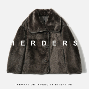 翻领皮毛一体外套 拉贡短款 52310 邢康莉甄选