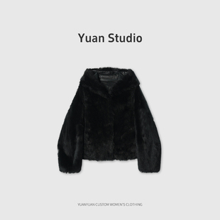 外套 带帽皮毛一体女款 短款 52609 YUAN