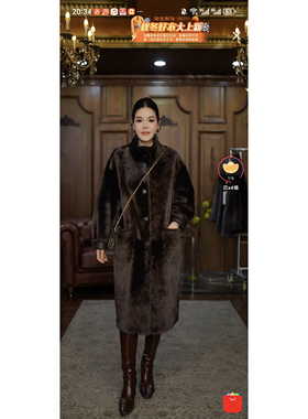 《邢康莉甄选》 长款翻领两面穿毛呢外套 52019