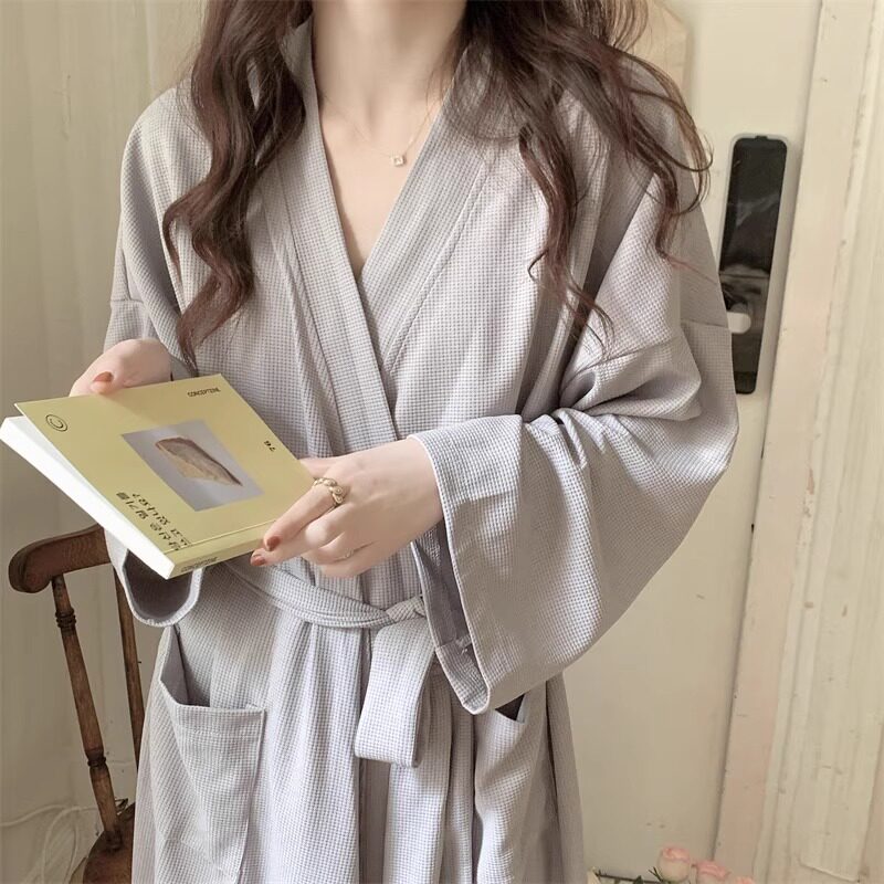 华夫格家居服纯欲风睡袍