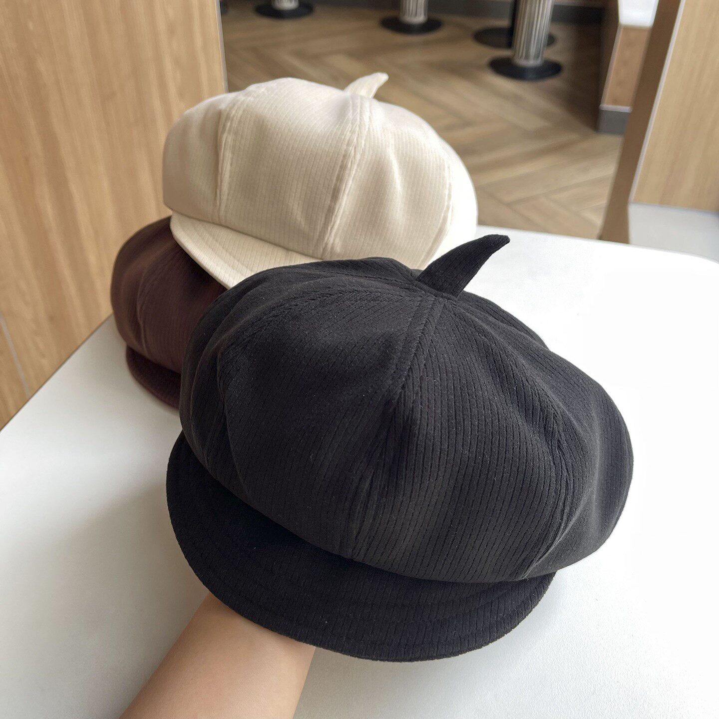 儿童纯色画家帽春秋宝宝时尚贝雷帽男女童洋气百搭八角帽南瓜帽冬
