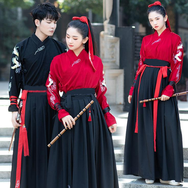 武侠古装情侣齐腰改良汉服男女汉元素中国风学生毕业照班服演出服