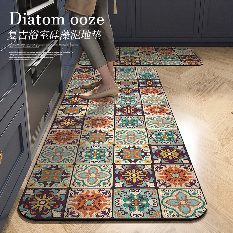 矽藻泥厨房地垫防滑防油可擦免洗专用脚垫吸水凉垫子免清洗地毯整