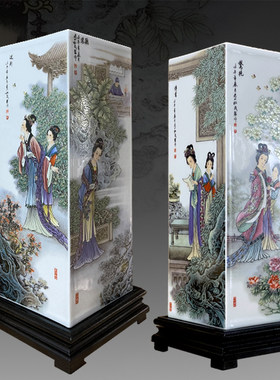 国大恒典景德镇官窑出品陶瓷粉彩西厢记四方尊花瓶张松茂大师力作