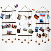 干树枝红木松果麻绳房间照片墙挂饰墙壁装 饰幼儿园手工创意diy