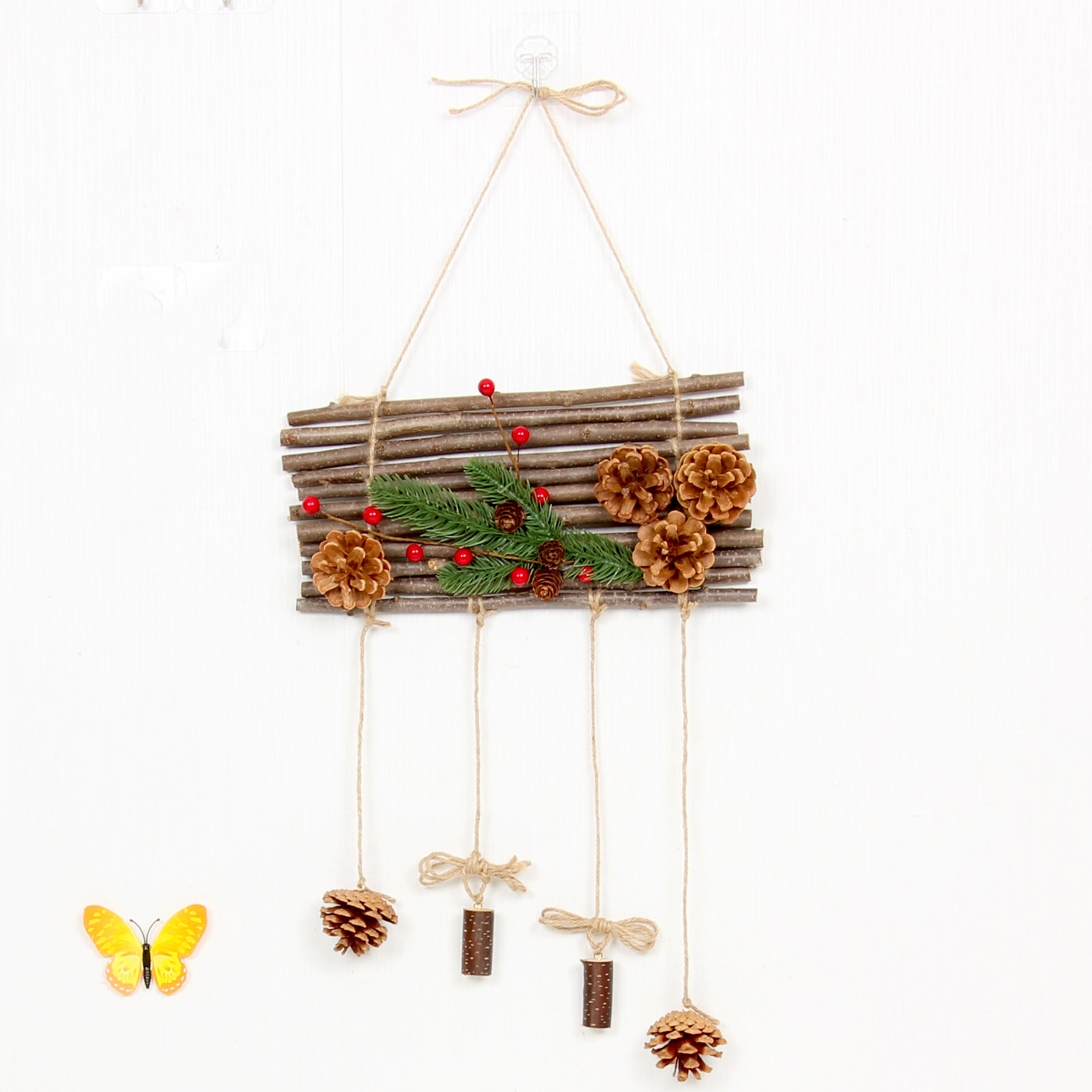 创意干树枝松果干花室内墙壁挂饰幼儿园房间装饰手工diy环创森系