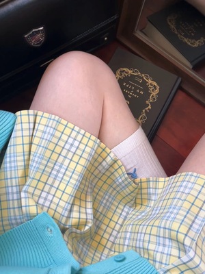 花海赋黄色校供感jk格裙正版原创学院风裙高腰显瘦a字百褶半身裙