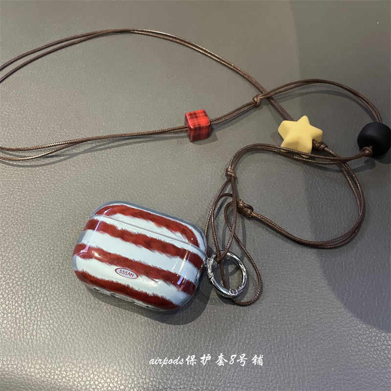 秋冬ins复古蓝棕撞色耳机壳