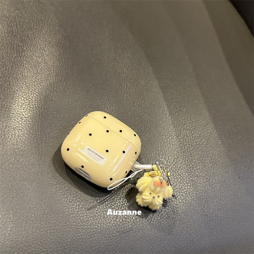 小众奶黄色波点耳机壳保护套