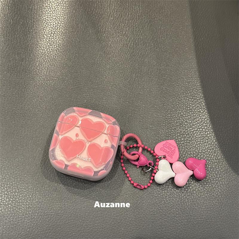 半透粉爱心耳机壳保护套