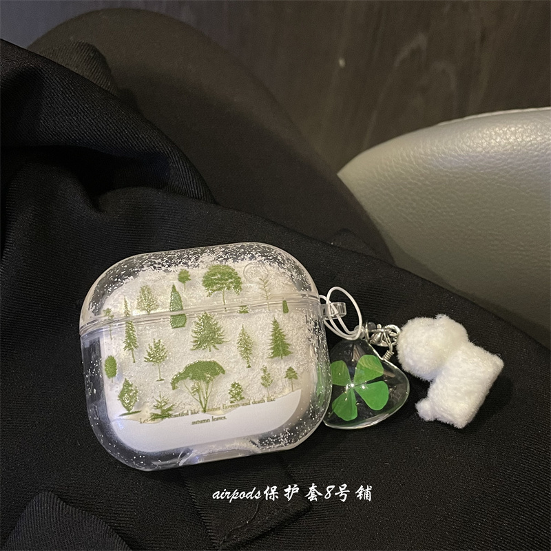 流沙满屏绿色小树耳机壳