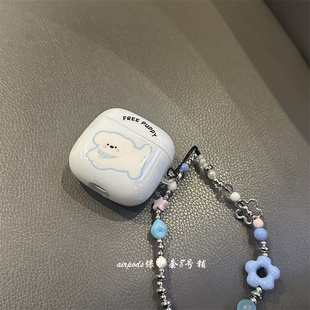 可爱卡通白色小狗适用于freebuds5代6代蓝牙保护套华为pro3耳机壳