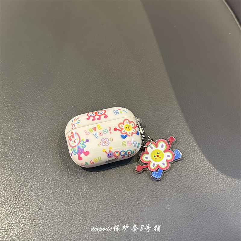 日韩涂鸦彩色花朵耳机壳