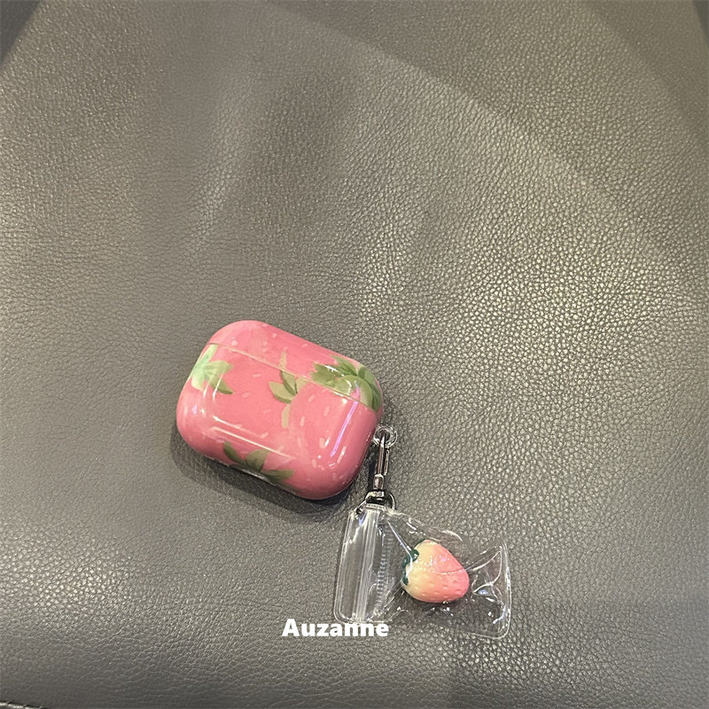 小众粉红色草莓适用于airpodspro3代蓝牙保护套苹果4代耳机壳,3C数码配件,耳机保护套,淘宝优惠券,粉丝福利购,淘宝优惠卷