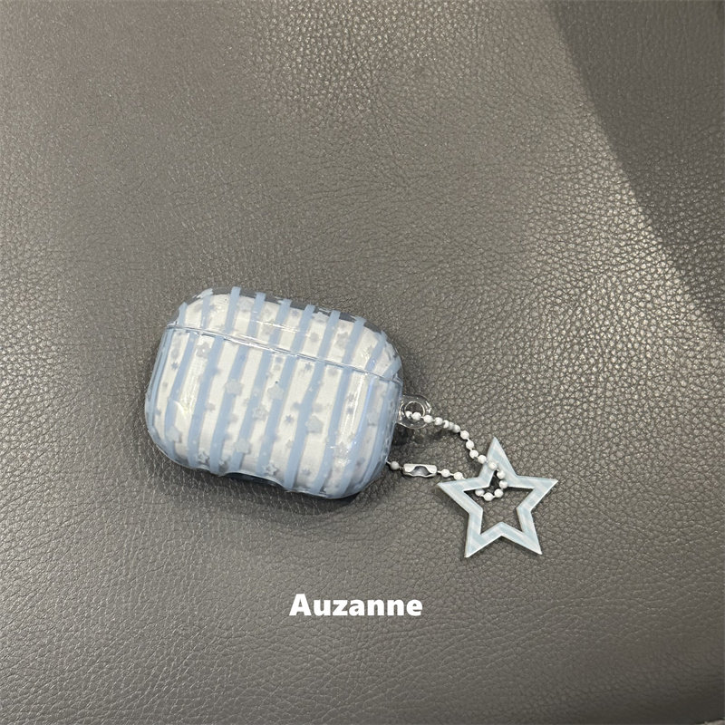 小众蓝条纹星星适用于airpodspro1代2代3代4代蓝牙耳机壳保护套,3C数码配件,耳机保护套,淘宝优惠券,粉丝福利购,淘宝优惠卷