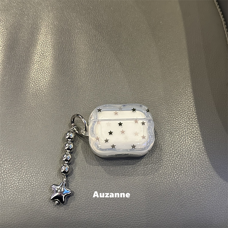 甜酷半透银色星星耳机壳保护套