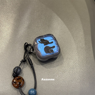 小众半透蓝色小猫适用于freebuds5i保护套FreeClip1代2代耳机壳