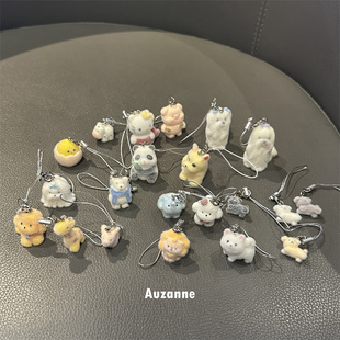 可爱植绒小动物适用于手机挂链包包车钥匙挂坠airpods耳机壳挂饰