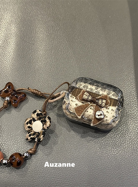 复古蝴蝶结花朵适用于airpodspro3代蓝牙保护套2代苹果4代耳机壳